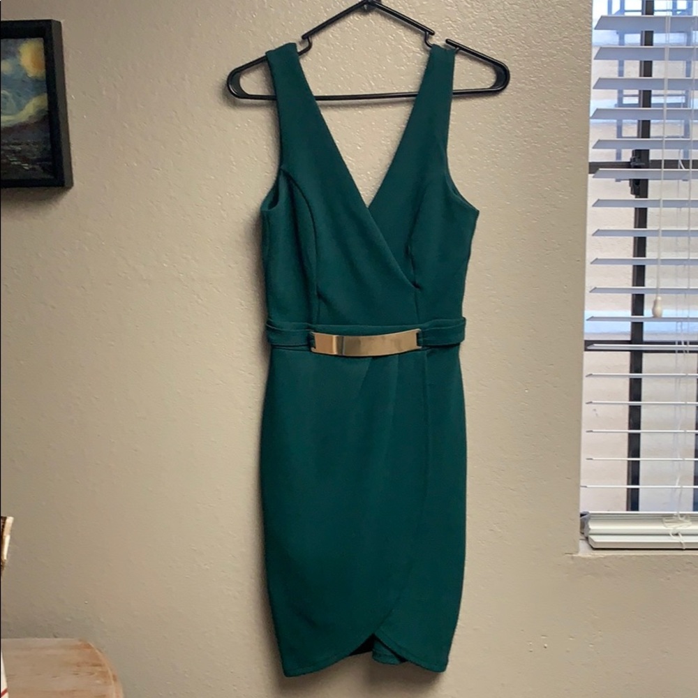 Just Me Green Wrap Dress